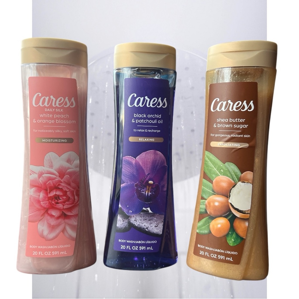 NEW Caress Body Wash 3ct Exfoliating Relaxing Moisturizing 20fl oz